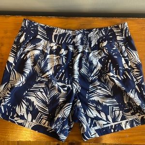 Old Navy Athletic Shorts with Blue and White Tropical Print